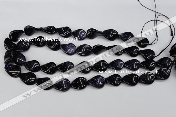 CTW79 15.5 inches 15*20mm twisted oval blue goldstone beads