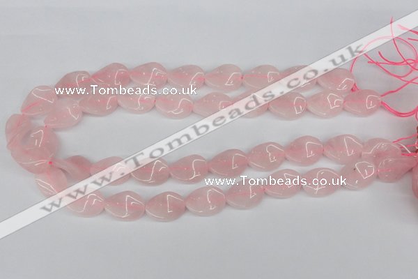 CTW80 15.5 inches 15*20mm twisted oval rose quartz beads