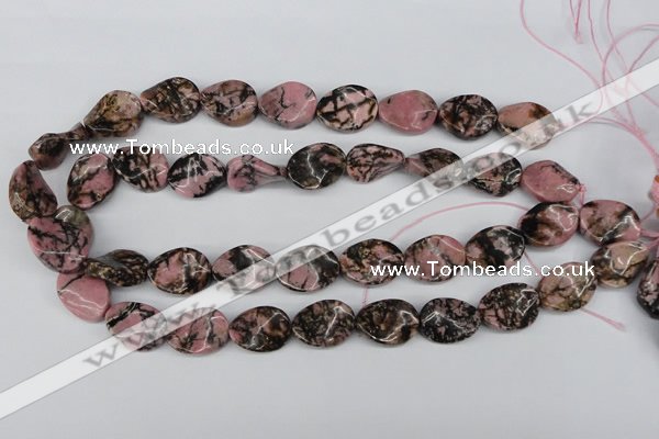CTW84 15.5 inches 15*20mm twisted oval rhodonite gemstone beads