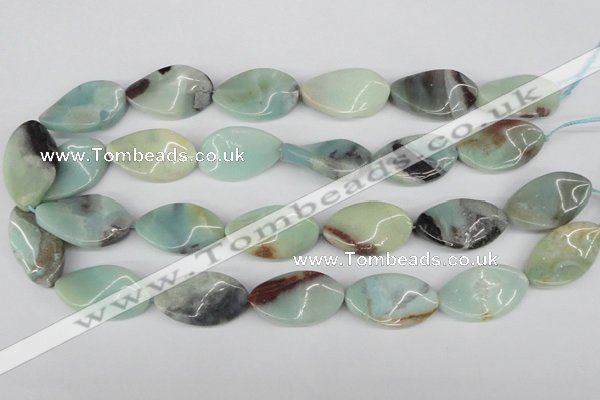 CTW91 15.5 inches 18*30mm twisted oval amazonite gemstone beads