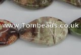 CTW93 15.5 inches 18*30mm twisted oval rainforest agate gemstone beads