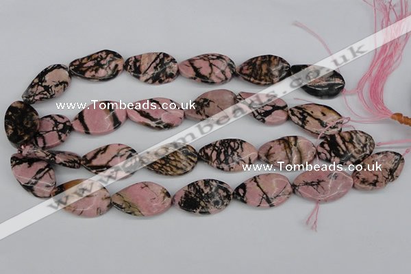 CTW95 15.5 inches 18*30mm twisted oval rhodonite gemstone beads