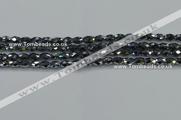 CTZ647 15.5 inches 6*9mm faceted rice terahertz beads wholesale