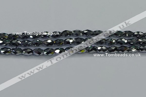 CTZ648 15.5 inches 7*11mm faceted rice terahertz beads wholesale