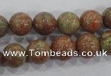 CUG104 15.5 inches 12mm round Chinese unakite beads wholesale