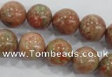 CUG105 15.5 inches 14mm round Chinese unakite beads wholesale