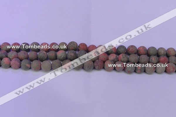 CUG185 15.5 inches 14mm round matte unakite gemstone beads
