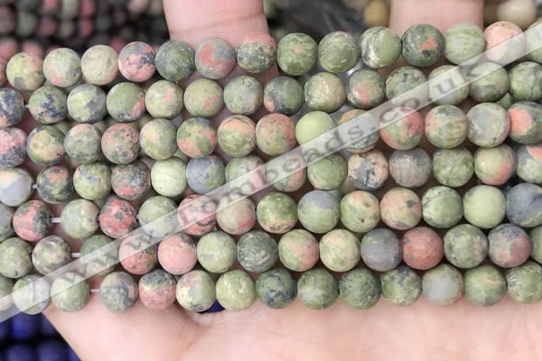 CUG191 15.5 inches 6mm round matte unakite beads wholesale