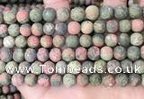 CUG192 15.5 inches 8mm round matte unakite beads wholesale