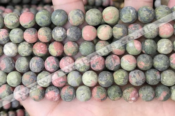 CUG192 15.5 inches 8mm round matte unakite beads wholesale