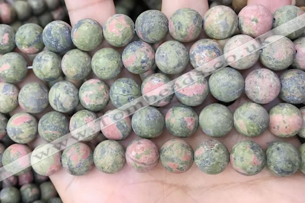 CUG193 15.5 inches 10mm round matte unakite beads wholesale