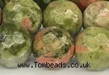 CUG197 15 inches 10mm faceted round unakite beads wholesale