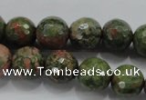 CUG302 15.5 inches 8mm faceted round unakite gemstone beads