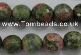 CUG303 15.5 inches 10mm faceted round unakite gemstone beads