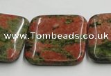 CUG51 16 inches 30*30mm square natural unakite gemstone beads wholesale