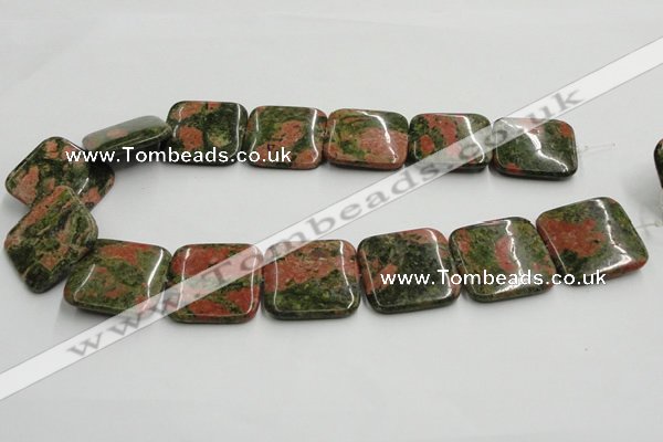 CUG51 16 inches 30*30mm square natural unakite gemstone beads wholesale