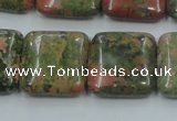 CUG60 16 inches 20*20mm square natural unakite gemstone beads wholesale