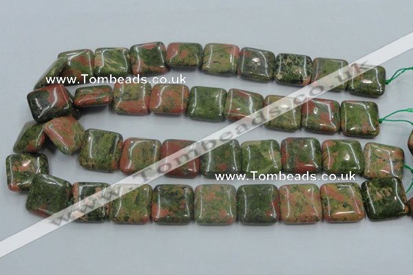 CUG60 16 inches 20*20mm square natural unakite gemstone beads wholesale