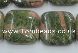 CUG61 16 inches 25*25mm square natural unakite gemstone beads wholesale