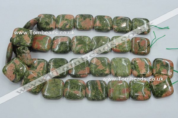 CUG61 16 inches 25*25mm square natural unakite gemstone beads wholesale