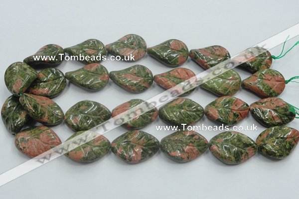 CUG64 16 inches 22*30mm twisted leaf natural unakite beads wholesale