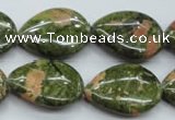 CUG70 15.5 inches 18*25mm flat teardrop unakite gemstone beads