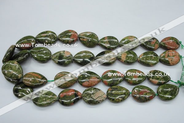 CUG70 15.5 inches 18*25mm flat teardrop unakite gemstone beads