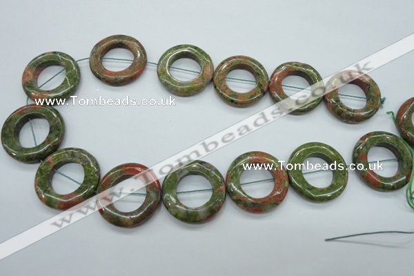 CUG76 15.5 inches 30mm donut unakite gemstone beads wholesale