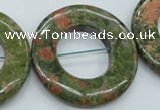 CUG77 15.5 inches 40mm donut unakite gemstone beads wholesale