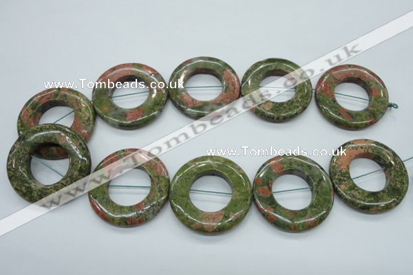 CUG77 15.5 inches 40mm donut unakite gemstone beads wholesale