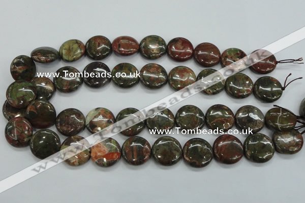 CUJ01 15.5 inches 20mm flat round autumn jasper gemstone beads