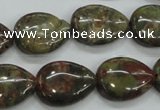 CUJ04 15.5 inches 15*20mm flat teardrop autumn jasper gemstone beads