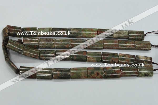 CUJ08 15.5 inches 15*20mm flat tube autumn jasper gemstone beads