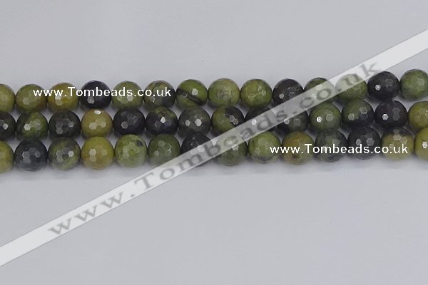 CUJ104 15.5 inches 12mm faceted round African green autumn jasper beads