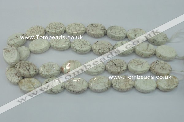 CWB01 15.5 inches 18*25mm carved oval natural white howlite gemstone beads