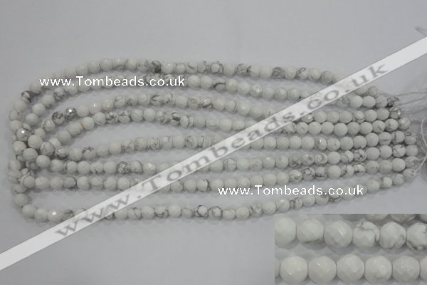 CWB211 15.5 inches 6mm faceted round natural white howlite beads