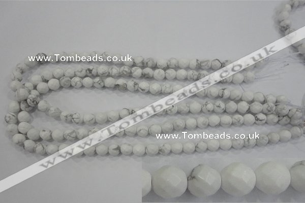 CWB212 15.5 inches 8mm faceted round natural white howlite beads