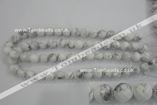 CWB214 15.5 inches 12mm faceted round natural white howlite beads