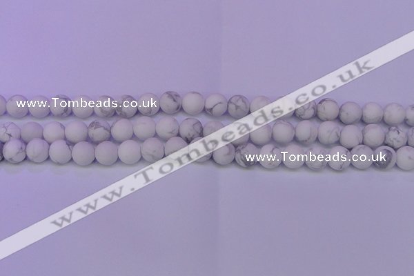 CWB220 15.5 inches 4mm round matte white howlite beads