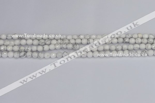 CWB230 15.5 inches 4mm faceted round white howlite beads