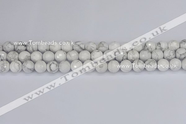 CWB232 15.5 inches 8mm faceted round white howlite beads