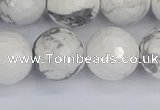 CWB235 15.5 inches 14mm faceted round white howlite beads