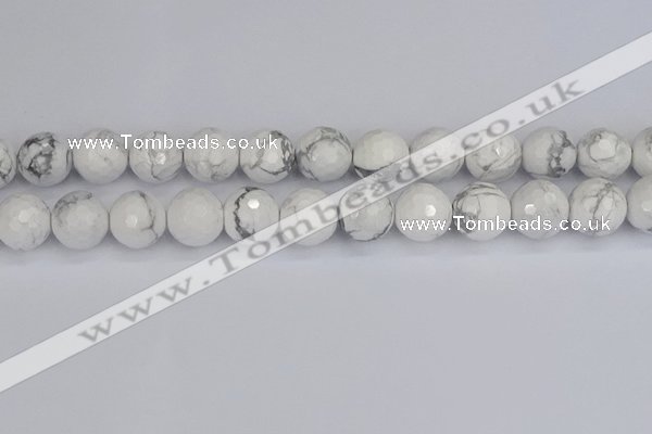 CWB235 15.5 inches 14mm faceted round white howlite beads