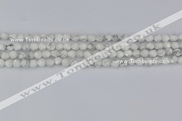 CWB238 15.5 inches 6mm faceted nuggets white howlite beads