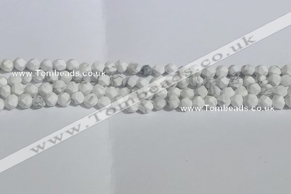 CWB244 15.5 inches 6mm faceted nuggets matte white howlite beads