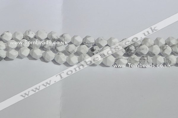 CWB245 15.5 inches 8mm faceted nuggets matte white howlite beads