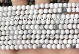 CWB250 15.5 inches 4mm round matte white howlite beads wholesale