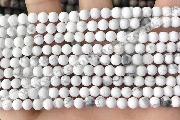 CWB250 15.5 inches 4mm round matte white howlite beads wholesale