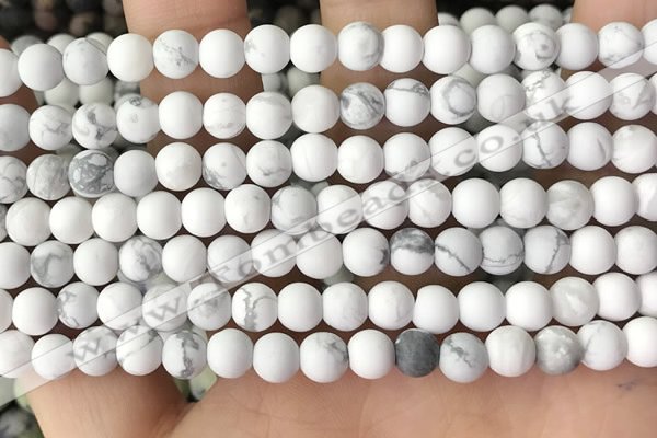 CWB251 15.5 inches 6mm round matte white howlite beads wholesale