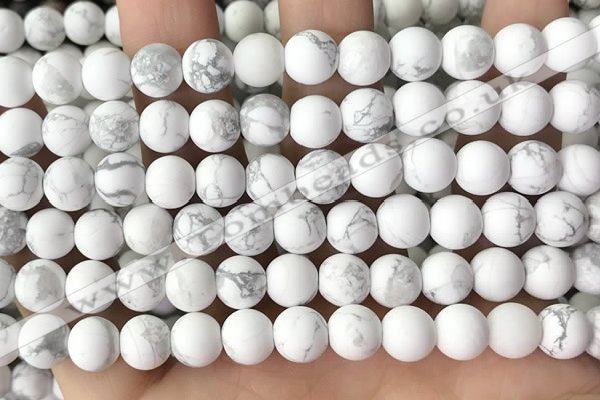 CWB252 15.5 inches 8mm round matte white howlite beads wholesale